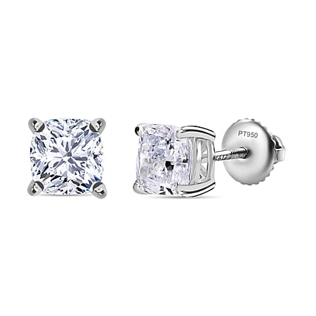 LUXURIANT 2 Ct. Lab Grown Diamond Solitaire Earrings in 950 Platinum SGL Certified