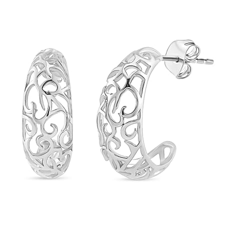 LucyQ - Air Drip Collection Earring with Push Back in Rhodium Overlay Sterling Silver