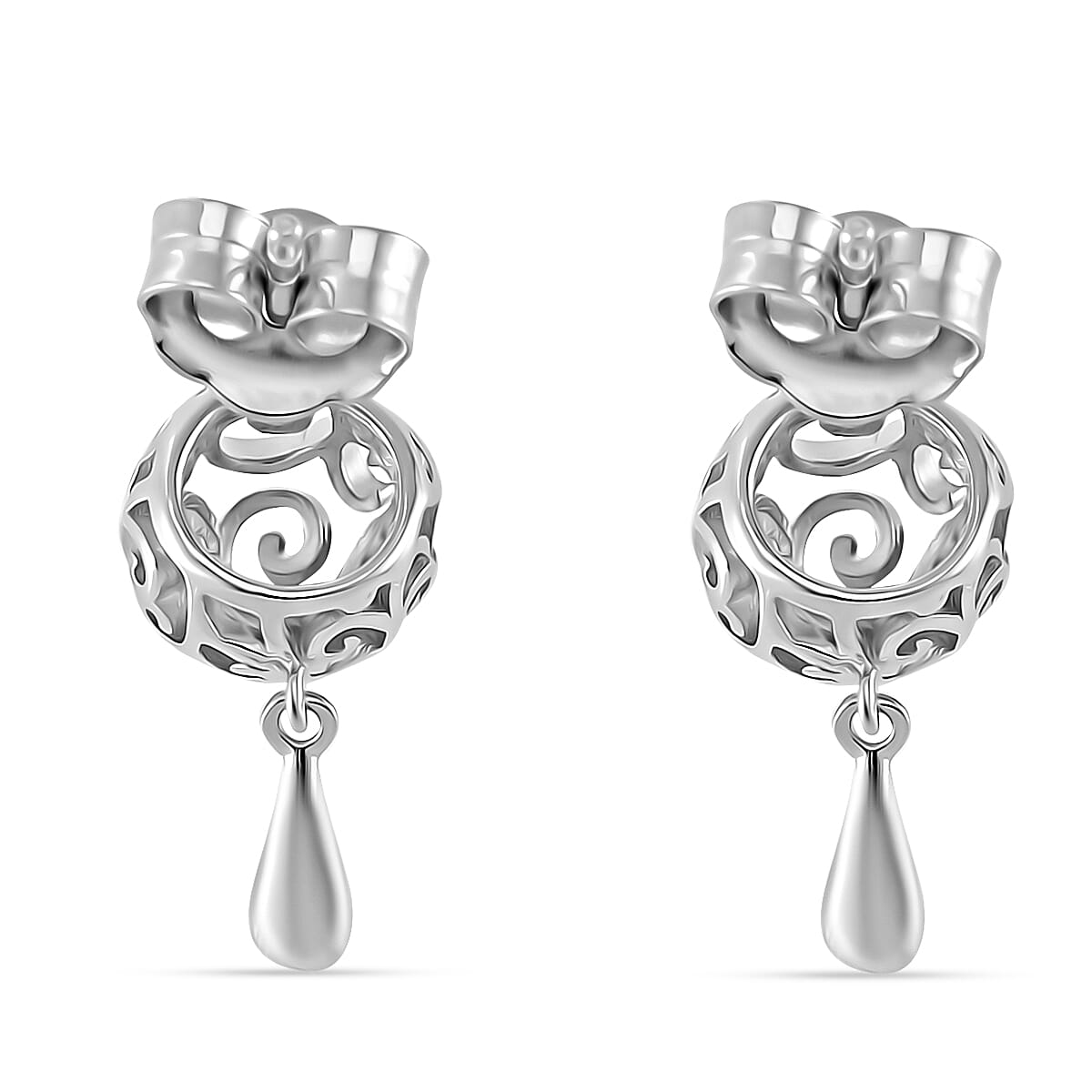 LucyQ - Air Drip Collection Earring with Push Back in Rhodium Overlay Sterling Silver LucyQ - Air Drip Collection Earring with Push Back in Rhodium Overlay Sterling Silver