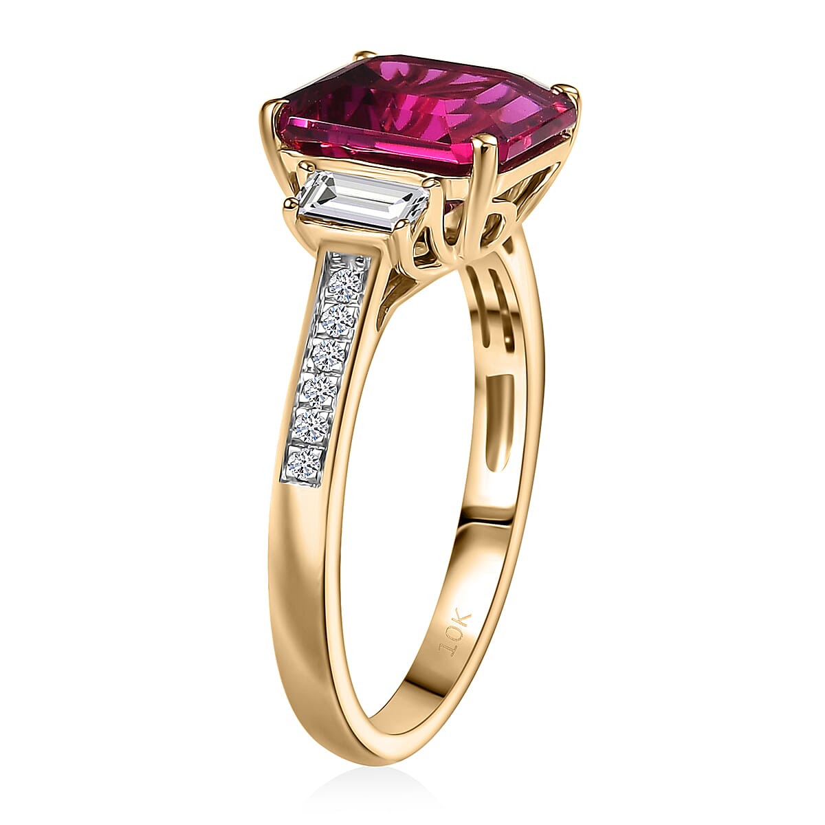 10K Yellow Gold AAA Lab Grown Bixbite, Lab Grown Diamond VS-EF Solitaire Ring, Gold Wt.3.31 Gms  4.605  Ct.