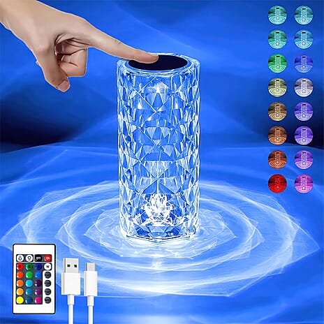 USB Rechargeable Touch Sensor Table Lamp with Remote (Battery 800mAh) - Crystal