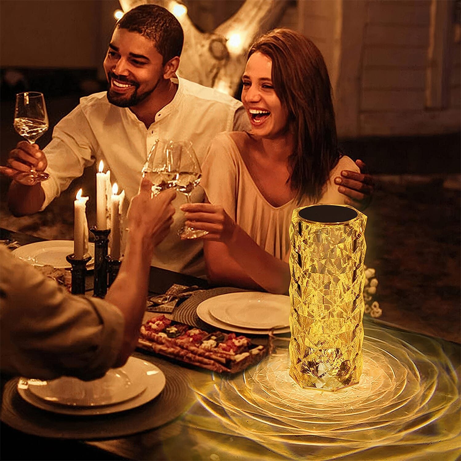 USB Rechargeable Touch Sensor Table Lamp with Remote (Battery 800mAh) - Crystal