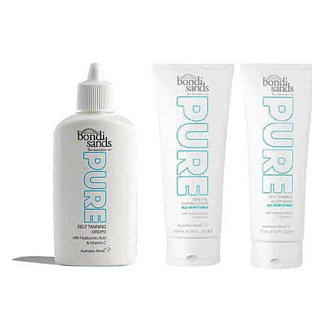 Bondi Sands Pure Trio Set (Includes Gradual Tanning Lotion 200ml, Self Tanning Sleep Mask 75ml & Self Tanning Drops 40ml)
