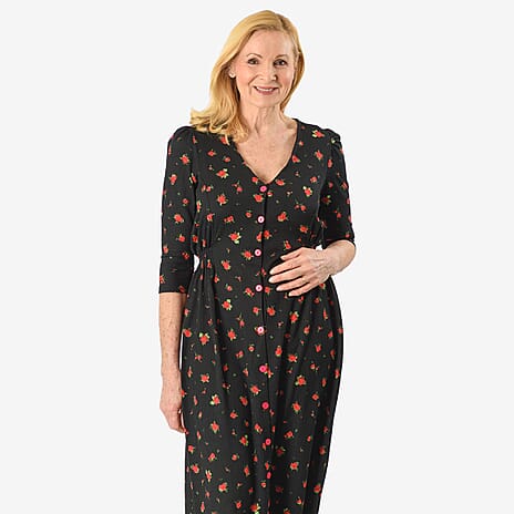 IW Knitted Dress (Size - 18) - Black Floral