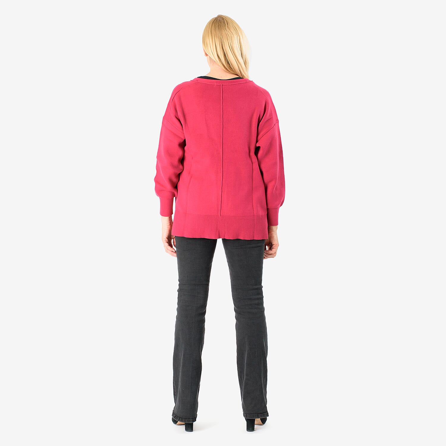 100% Cotton V-Neck Solid Cardigan with Stretch (Size S-M) - Blue