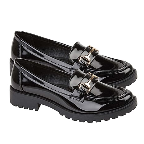 Emma Ladies Godiva Slip on Loafer Shoes (Size - 8) - Black Patent