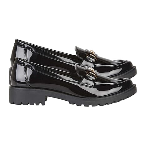 Emma Ladies Godiva Slip on Loafer Shoes (Size - 8) - Black Patent