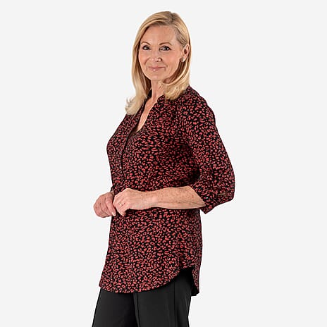 Animal Printed Relaxed Fit Shirt (Size 10) - Maroon