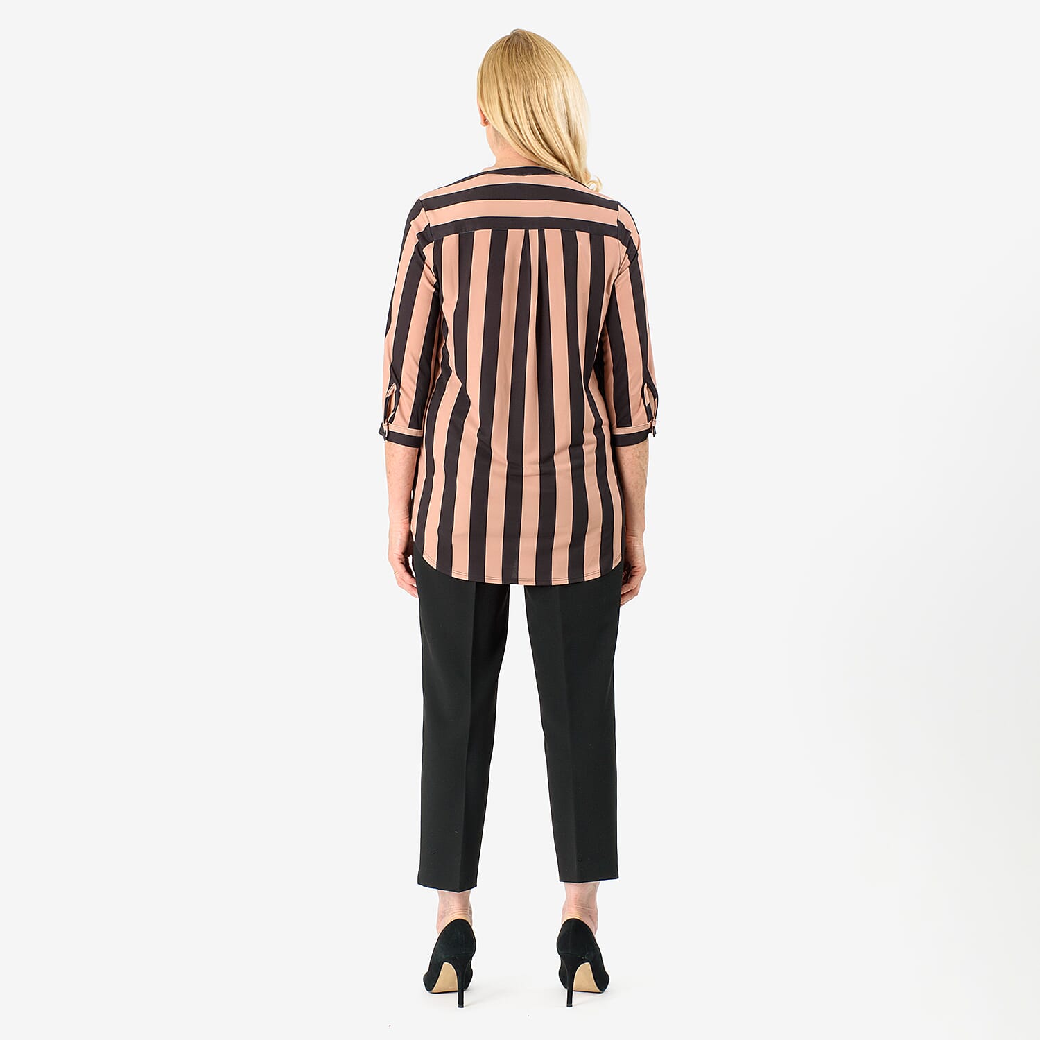 Black Base with Brown Strips Relaxed Fit Shirt (Size 10) - Brown