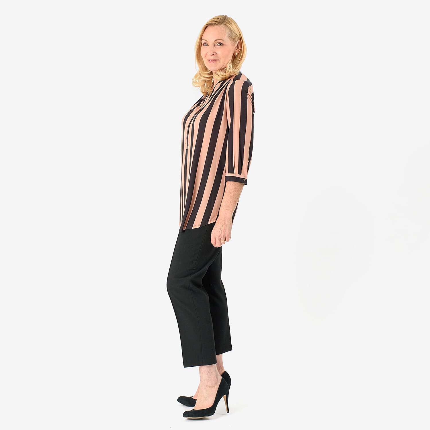 Black Base with Brown Strips Relaxed Fit Shirt (Size 10) - Brown