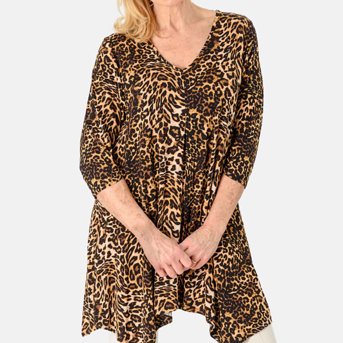 Printed V neck Jesey Tunic Top