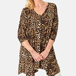 Printed V neck Jesey Tunic Top