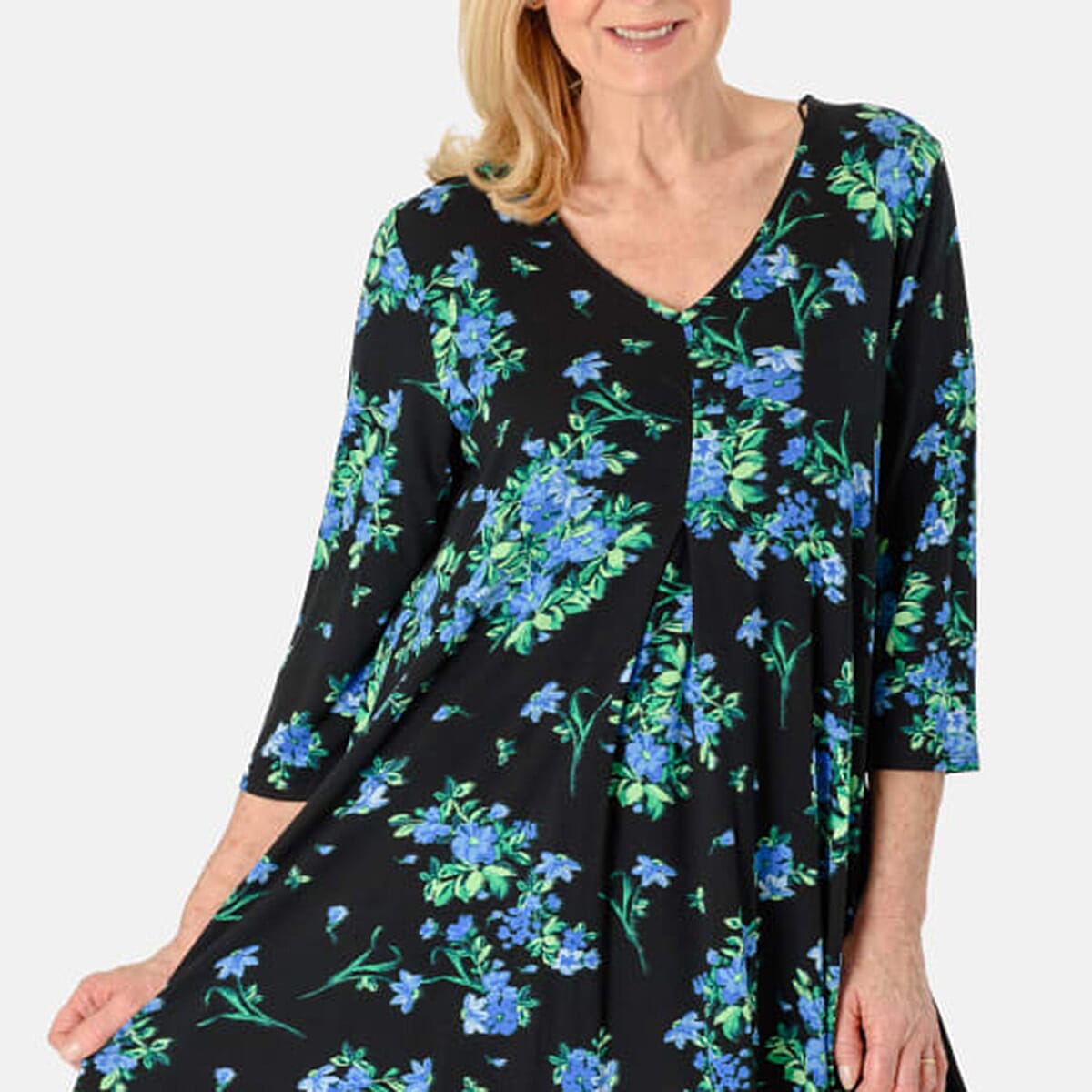 Printed V neck Jesey Tunic Top