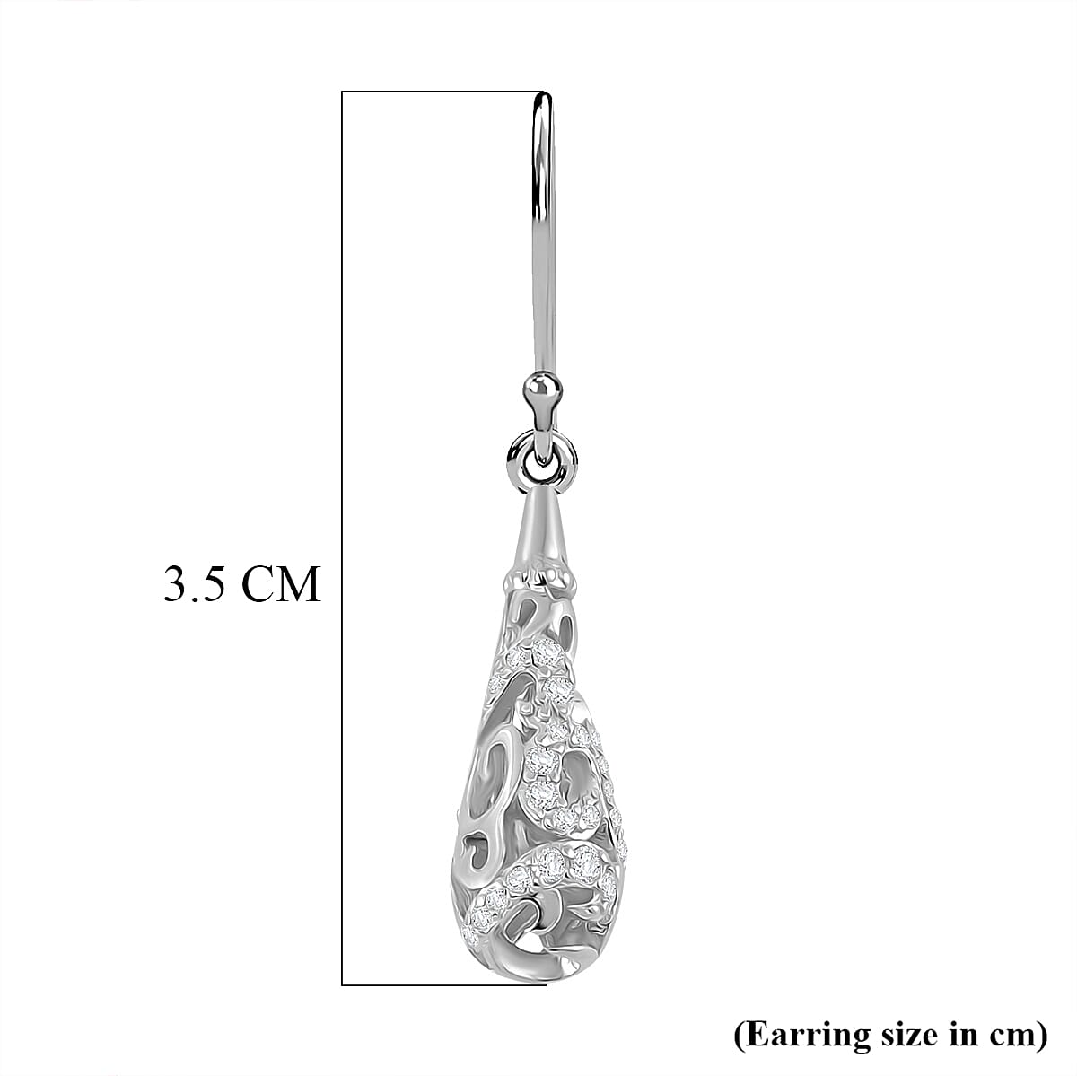 LucyQ - Air Drip Collection White Zircon Earring with Hook in Rhodium Overlay Sterling Silver 1.32 Ct. LucyQ - Air Drip Collection White Zircon Earring with Hook in Rhodium Overlay Sterling Silver 1.32 Ct.