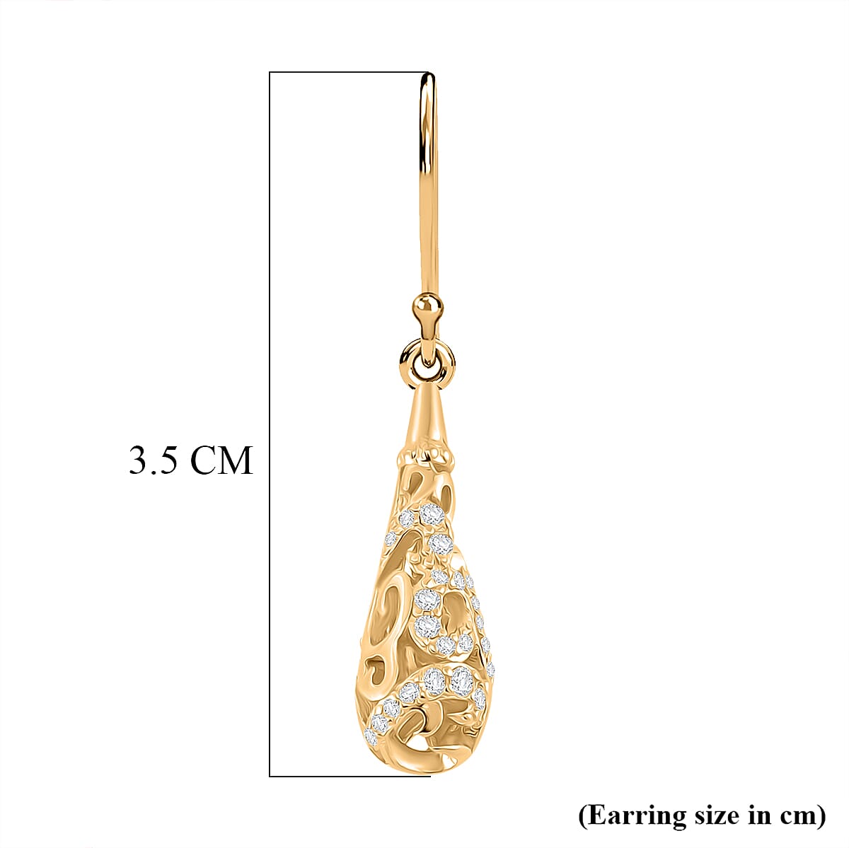 LucyQ - Air Drip Collection White Zircon Earring with Hook in 18K Vermeil Yellow Gold Plated Sterling Silver 1.32 Ct. LucyQ - Air Drip Collection White Zircon Earring with Hook in 18K Vermeil Yellow Gold Plated Sterling Silver 1.32 Ct.