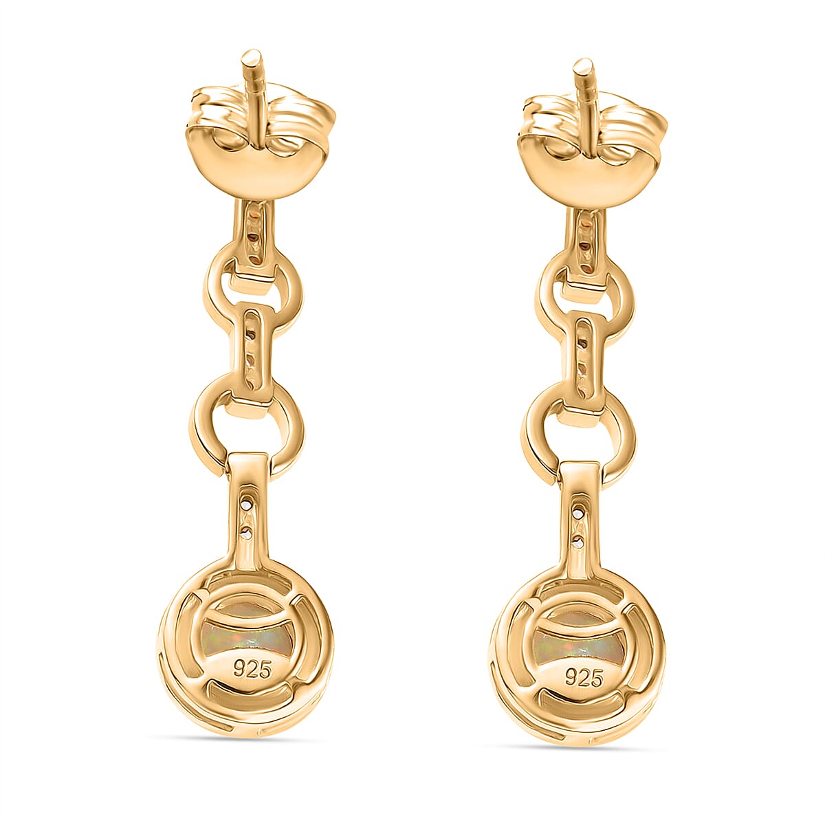 Ethiopian Faceted Opal & White Zircon Solitaire Stud Push Post Earring in 18K Vermeil Yellow Gold Plated Sterling Silver 0.91 Ct. Ethiopian Faceted Opal & White Zircon Solitaire Stud Push Post Earring in 18K Vermeil Yellow Gold Plated Sterling Silver 0.91 Ct.