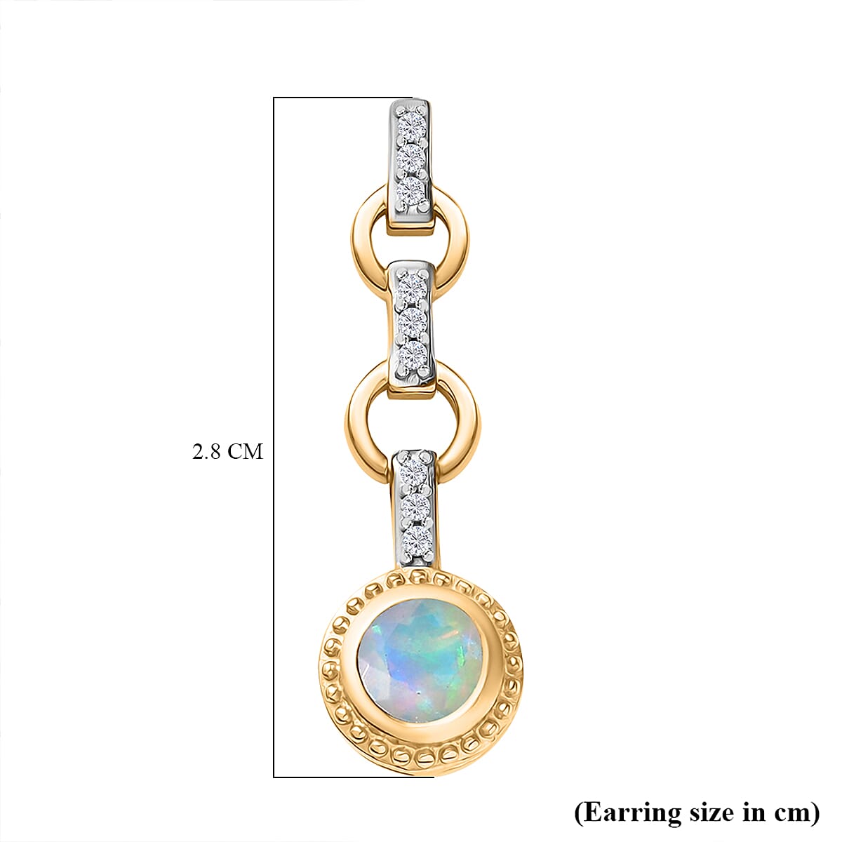 Ethiopian Faceted Opal & White Zircon Solitaire Stud Push Post Earring in 18K Vermeil Yellow Gold Plated Sterling Silver 0.91 Ct. Ethiopian Faceted Opal & White Zircon Solitaire Stud Push Post Earring in 18K Vermeil Yellow Gold Plated Sterling Silver 0.91 Ct.