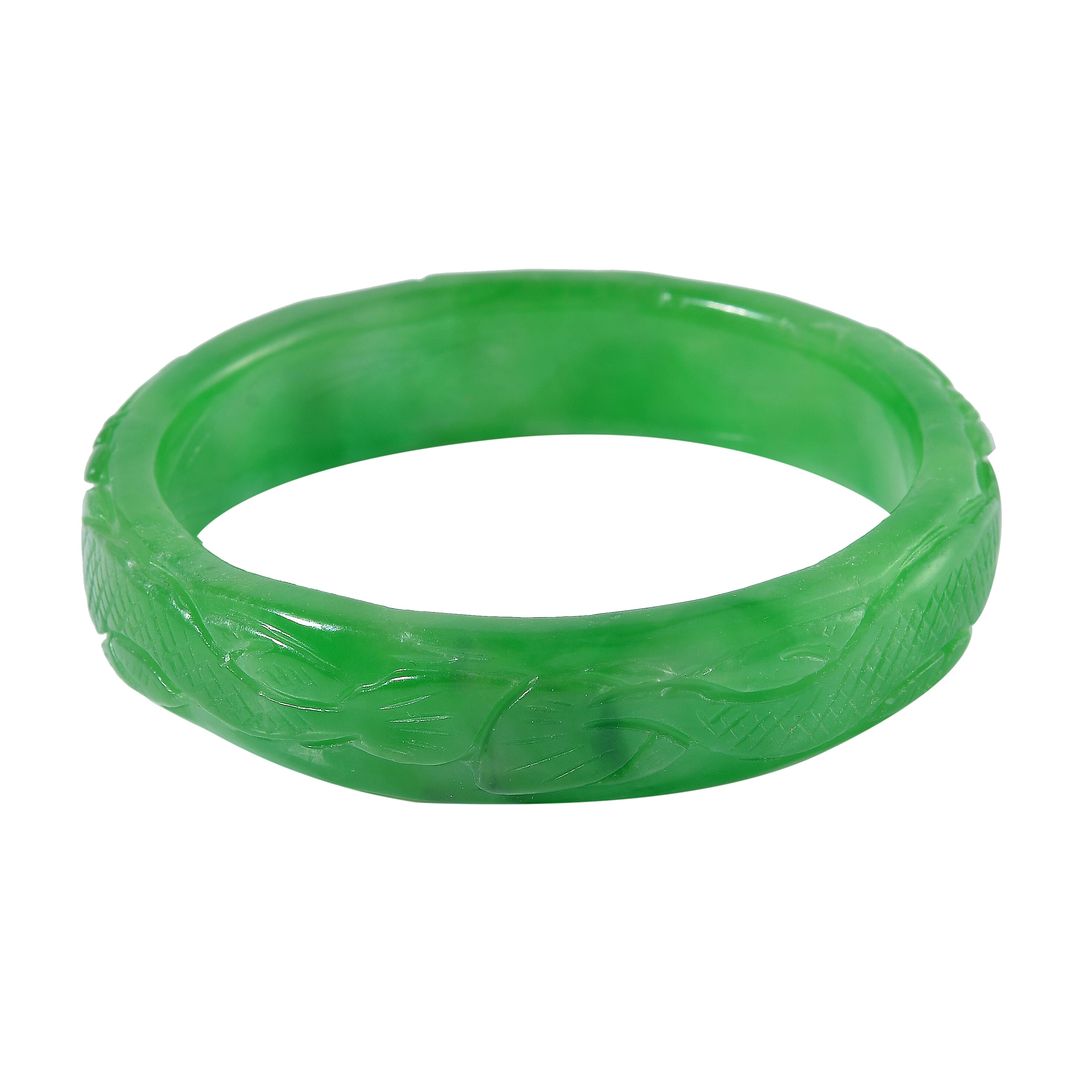 Green Jade Stone Bangle (Size - 7) 290.00 Ct.