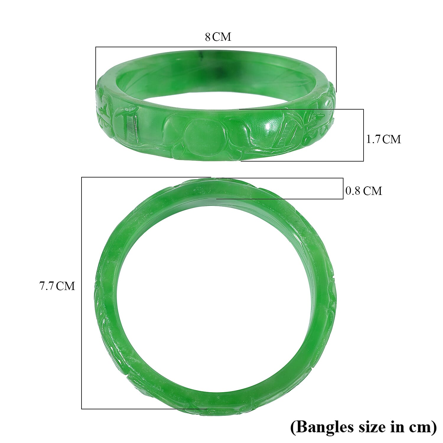 Green Jade Stone Bangle (Size - 7) 290.00 Ct.