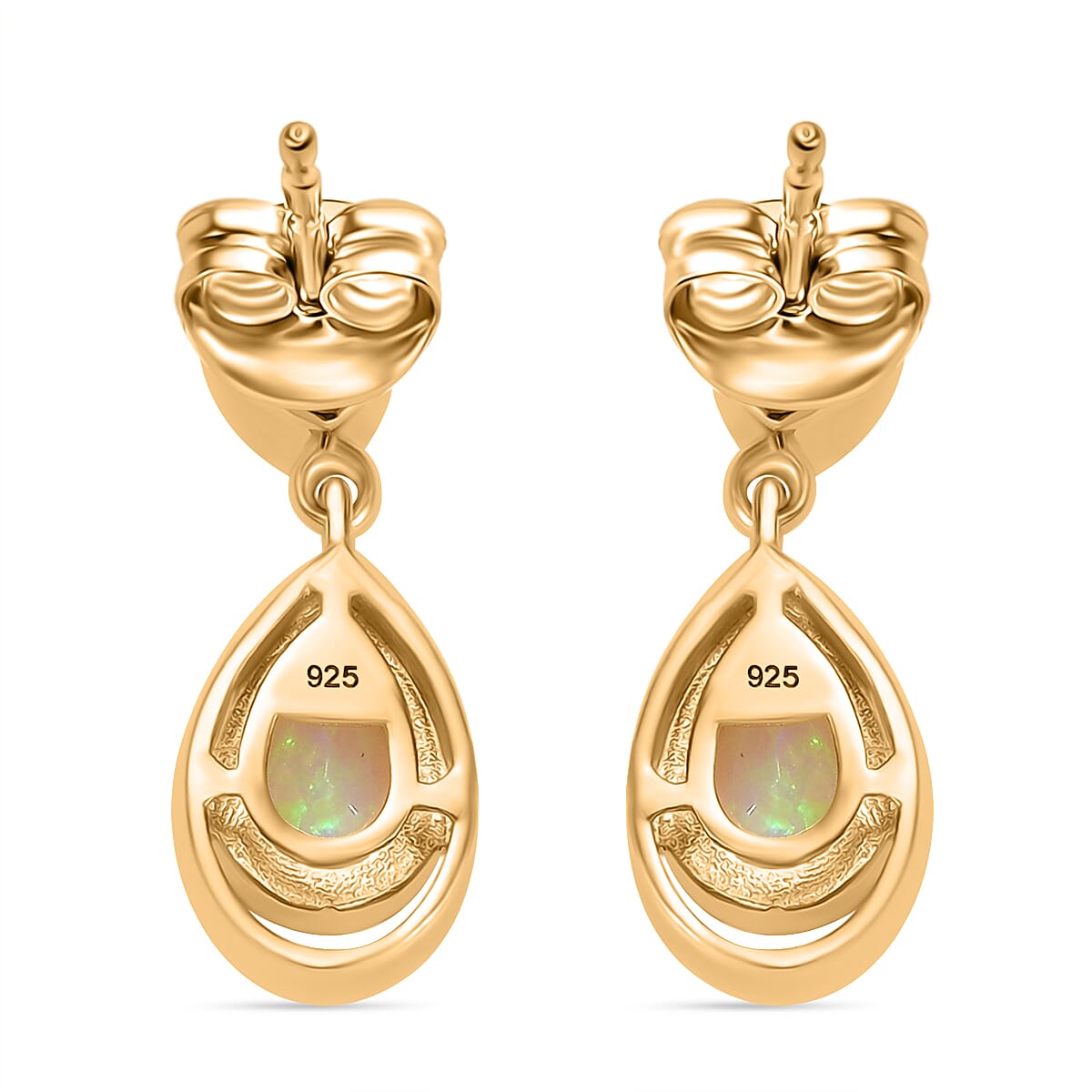 Ethiopian Faceted Opal Dangling Earring with Push Back in 18K Vermeil Yellow Gold Plated Sterling Silver 0.69 Ct. Ethiopian Faceted Opal Dangling Earring with Push Back in 18K Vermeil Yellow Gold Plated Sterling Silver 0.69 Ct.