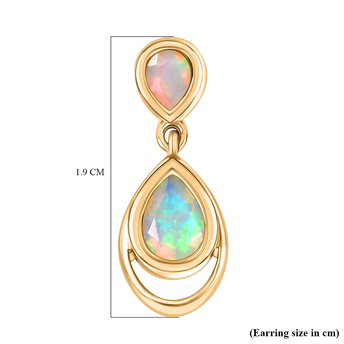Ethiopian Faceted Opal Dangling Earring with Push Back in 18K Vermeil Yellow Gold Plated Sterling Silver 0.69 Ct. Ethiopian Faceted Opal Dangling Earring with Push Back in 18K Vermeil Yellow Gold Plated Sterling Silver 0.69 Ct.
