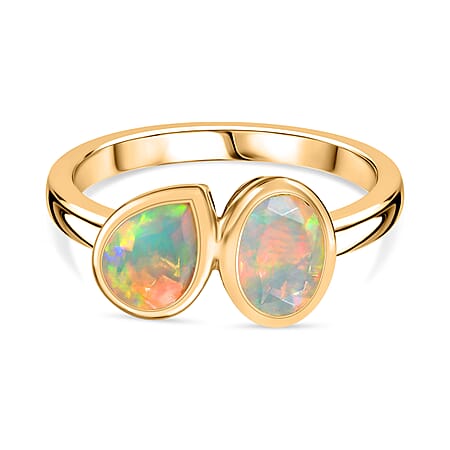 THE TOI ET MOI - Ethiopian Faceted Opal Solitaire Ring in 18K Vermeil Yellow Gold Plated Sterling Silver 0.98 Ct. THE TOI ET MOI - Ethiopian Faceted Opal Solitaire Ring in 18K Vermeil Yellow Gold Plated Sterling Silver 0.98 Ct.