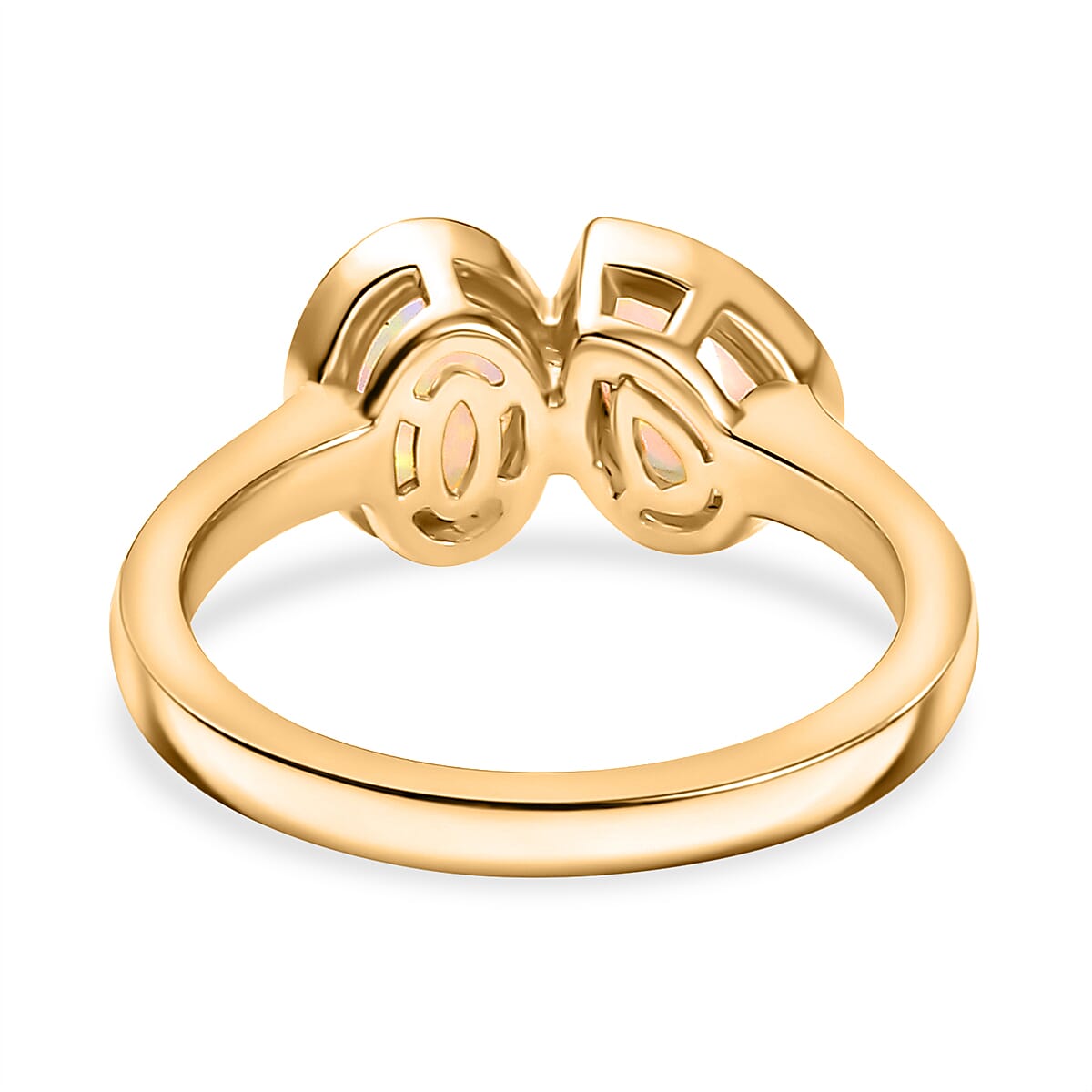 Ethiopian Faceted Opal Solitaire Ring in 18K Vermeil Yellow Gold Plated Sterling Silver 0.98 Ct.