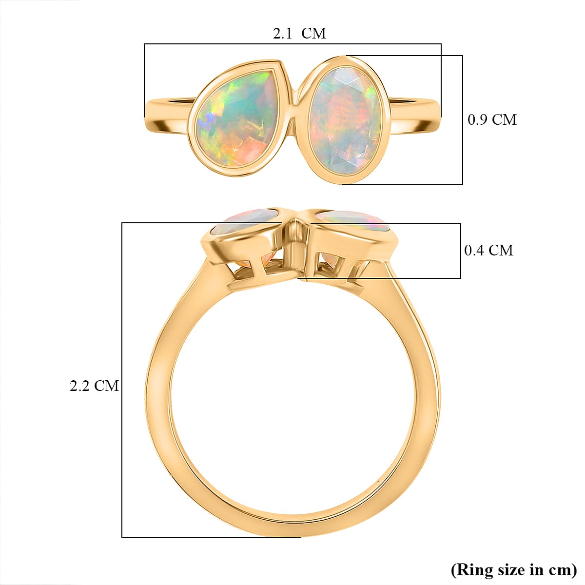 Ethiopian Faceted Opal Solitaire Ring in 18K Vermeil Yellow Gold Plated Sterling Silver 0.98 Ct.