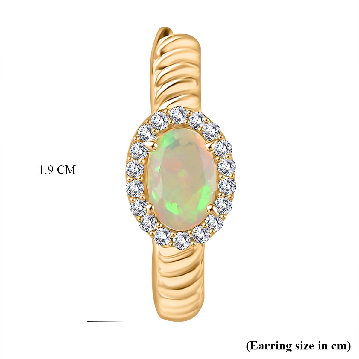 Ethiopian Faceted Opal & White Zircon Full Hoop Earring in 18K Vermeil Yellow Gold Plated Sterling Silver