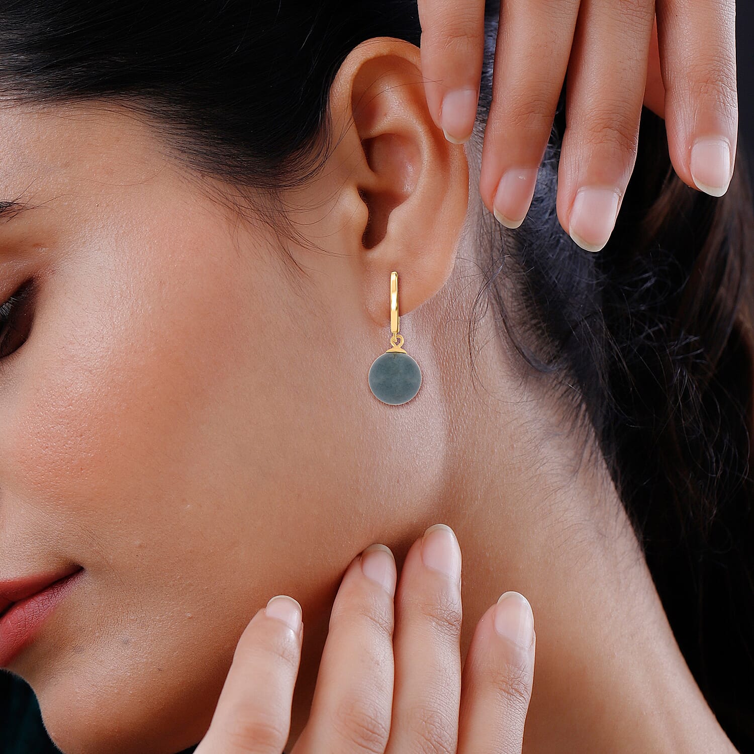4th Rarest Gemstone on Earth - Natural Type A Olmec Jadeite Hoop Earrings in Yellow Gold Plated Sterling Silver 30.00 Ct. 4th Rarest Gemstone on Earth - Natural Type A Olmec Jadeite Hoop Earrings in Yellow Gold Plated Sterling Silver 30.00 Ct.