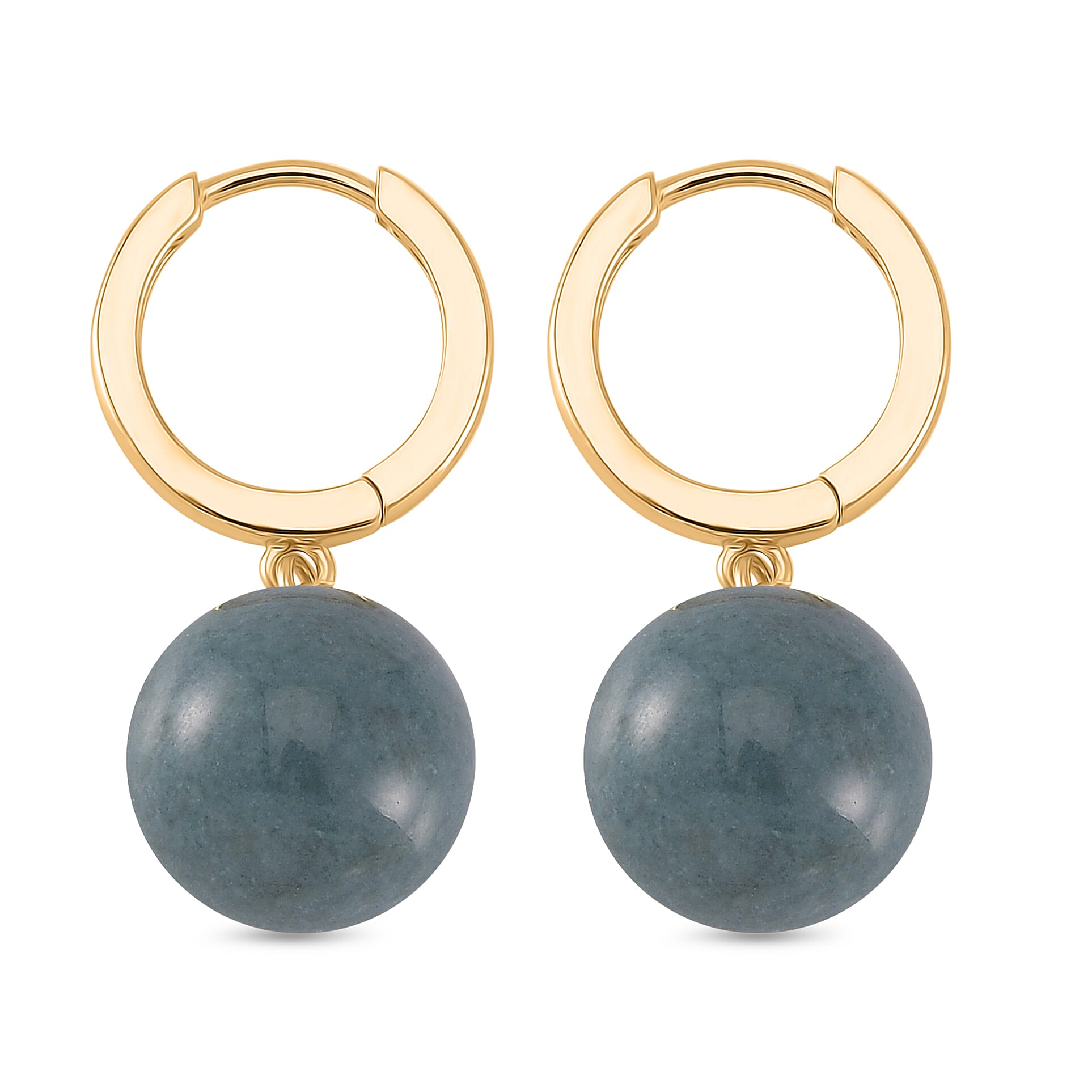 4th Rarest Gemstone on Earth - Natural Type A Olmec Jadeite Hoop Earrings in Yellow Gold Plated Sterling Silver 30.00 Ct. 4th Rarest Gemstone on Earth - Natural Type A Olmec Jadeite Hoop Earrings in Yellow Gold Plated Sterling Silver 30.00 Ct.
