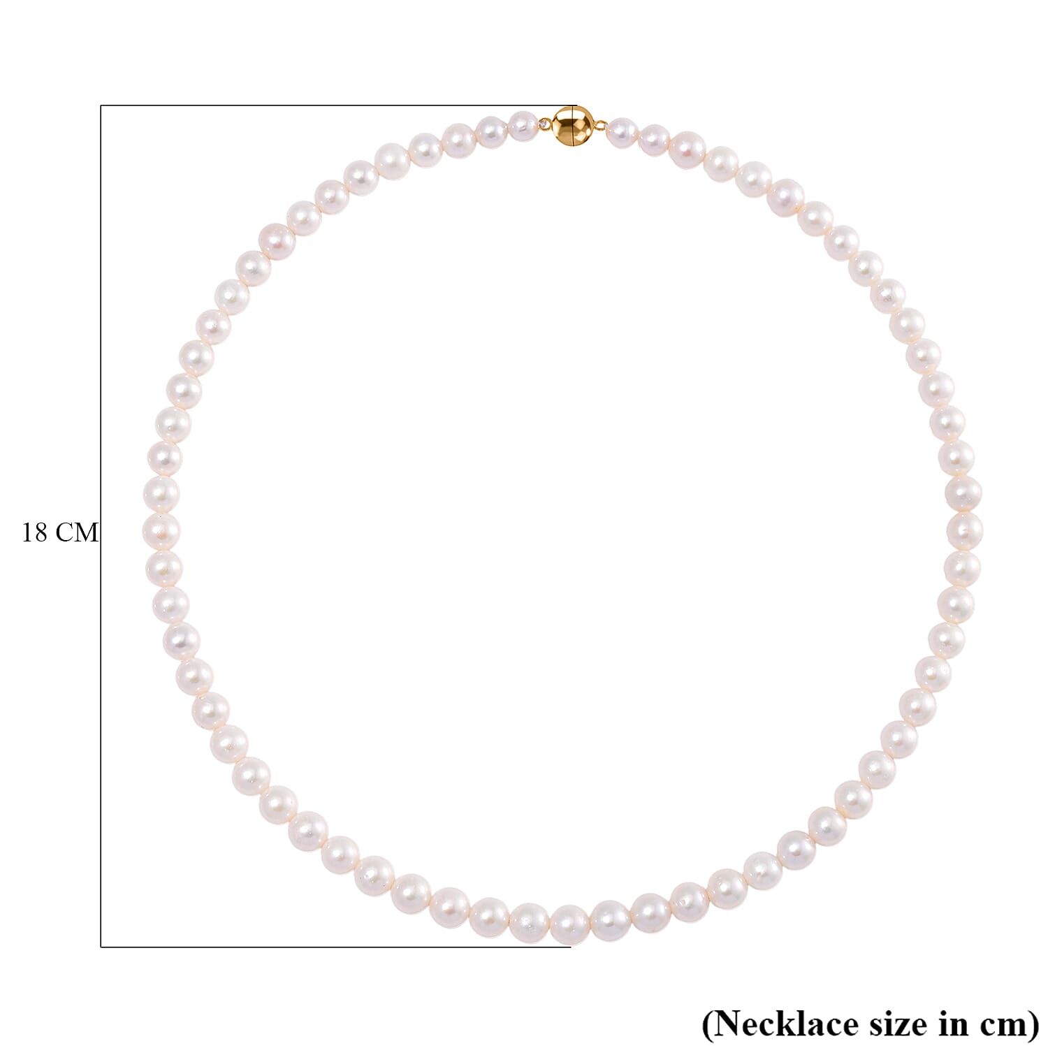AAA High Lustre Fresh Water Pearl Necklace (Size - 20) in Yellow Gold Plated Sterling Silver 200.00 Ct. AAA High Lustre Fresh Water Pearl Necklace (Size - 20) in Yellow Gold Plated Sterling Silver 200.00 Ct.