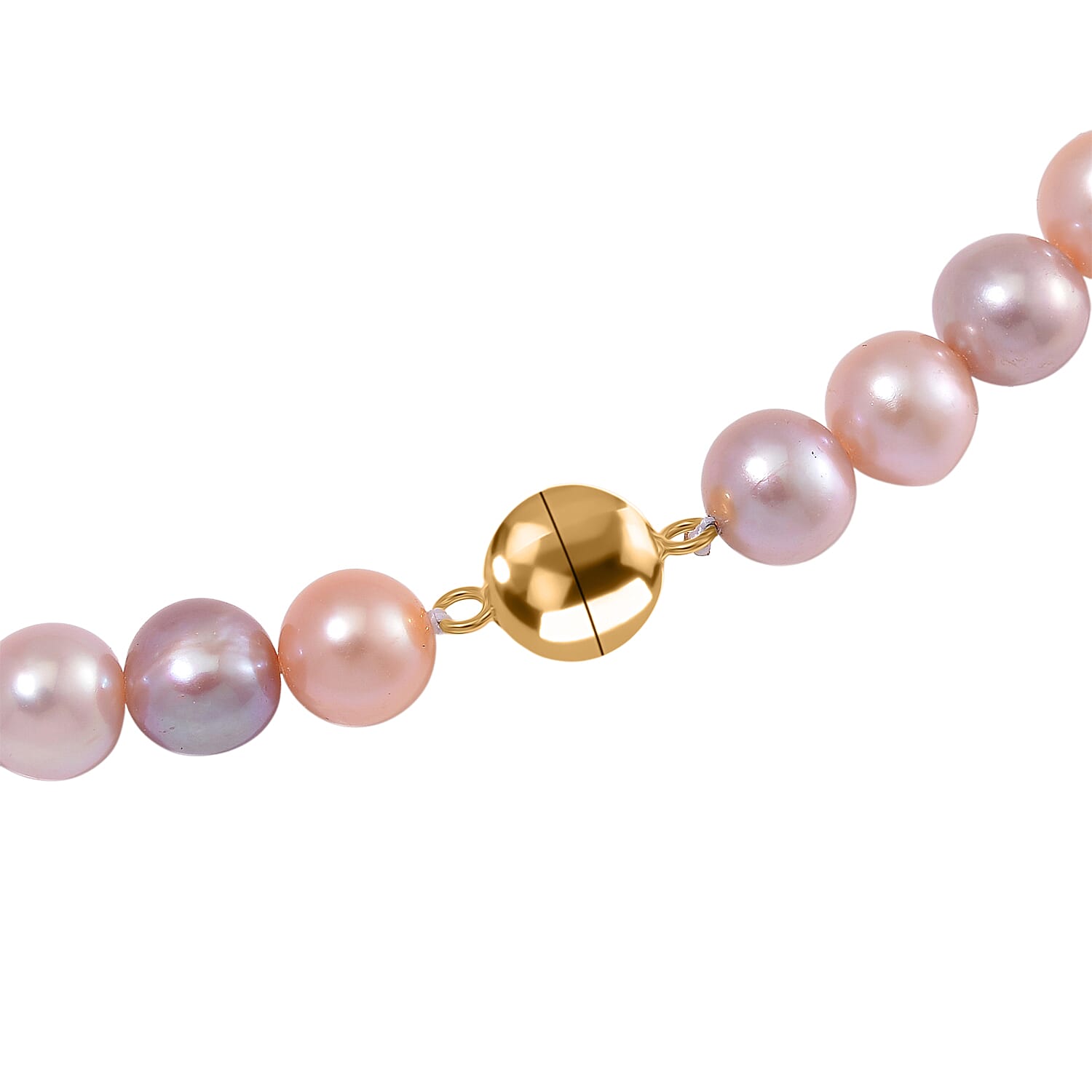 AAA High Lustre Multi Color Fresh Water Pearl Necklace (Size - 20) in Gold Overlay Sterling Silver with Magnetic Lock AAA High Lustre Multi Color Fresh Water Pearl Necklace (Size - 20) in Gold Overlay Sterling Silver with Magnetic Lock