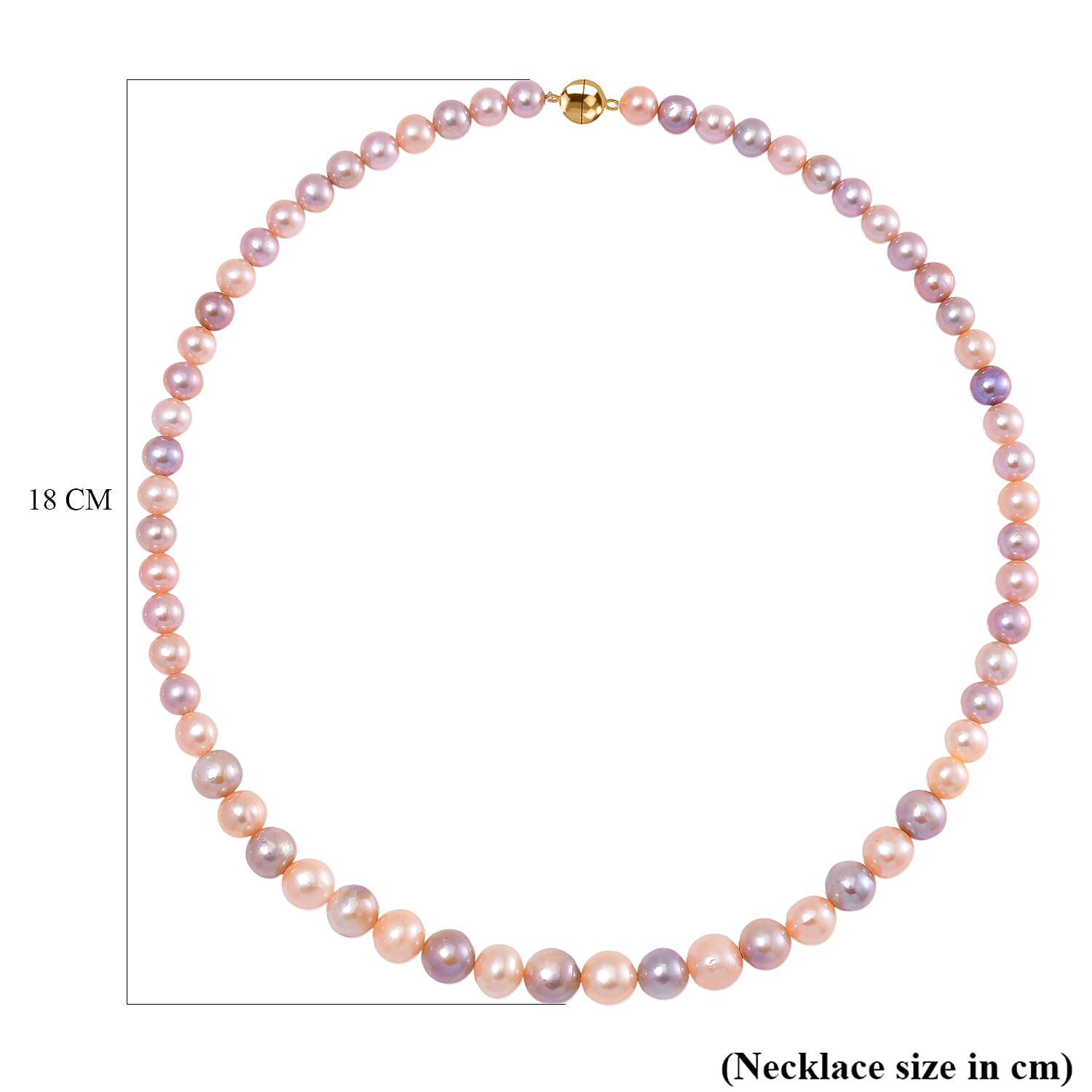 AAA High Lustre Multi Color Fresh Water Pearl Necklace (Size - 20) in Gold Overlay Sterling Silver with Magnetic Lock AAA High Lustre Multi Color Fresh Water Pearl Necklace (Size - 20) in Gold Overlay Sterling Silver with Magnetic Lock