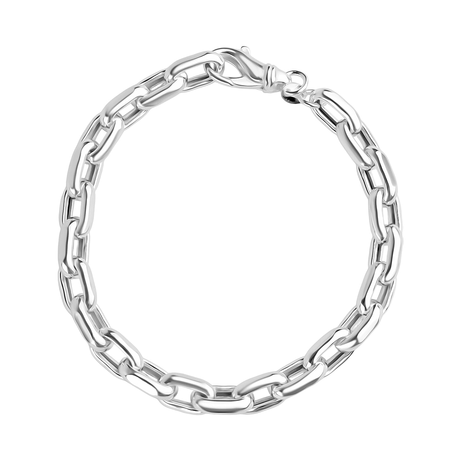 Italian Made- Sterling Silver Bracelet (Size - 7.5) with Lobster Clasp