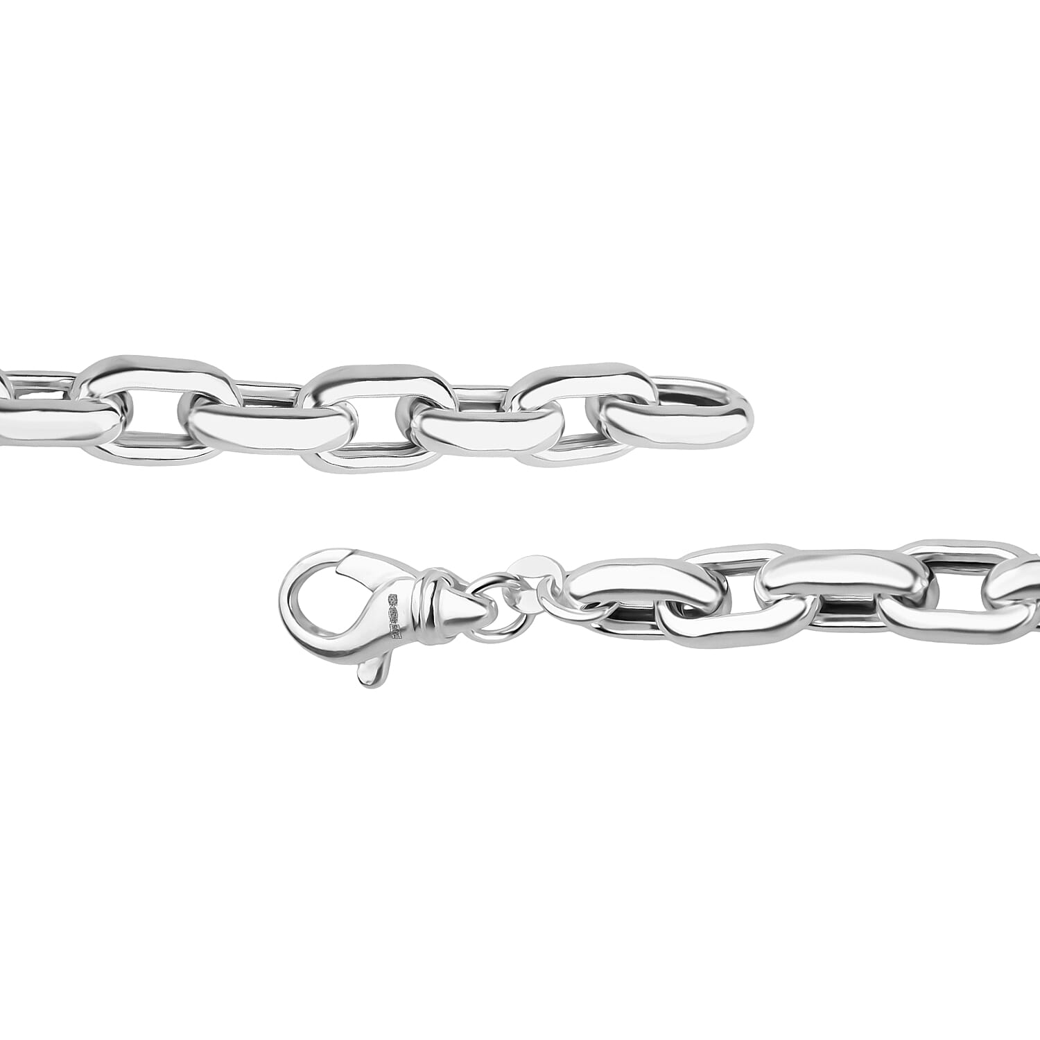 Italian Made- Sterling Silver Bracelet (Size - 7.5) with Lobster Clasp