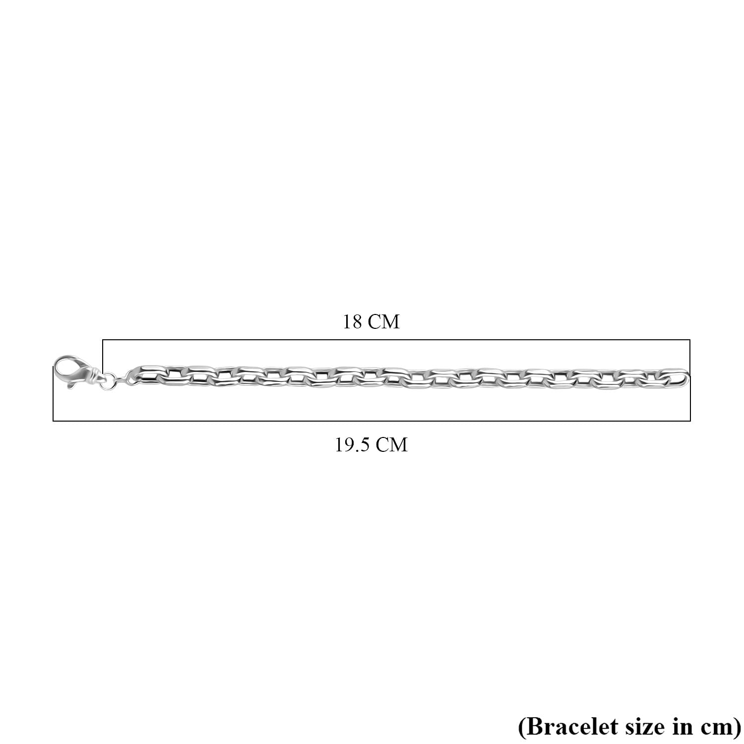 Italian Made- Sterling Silver Bracelet (Size - 7.5) with Lobster Clasp