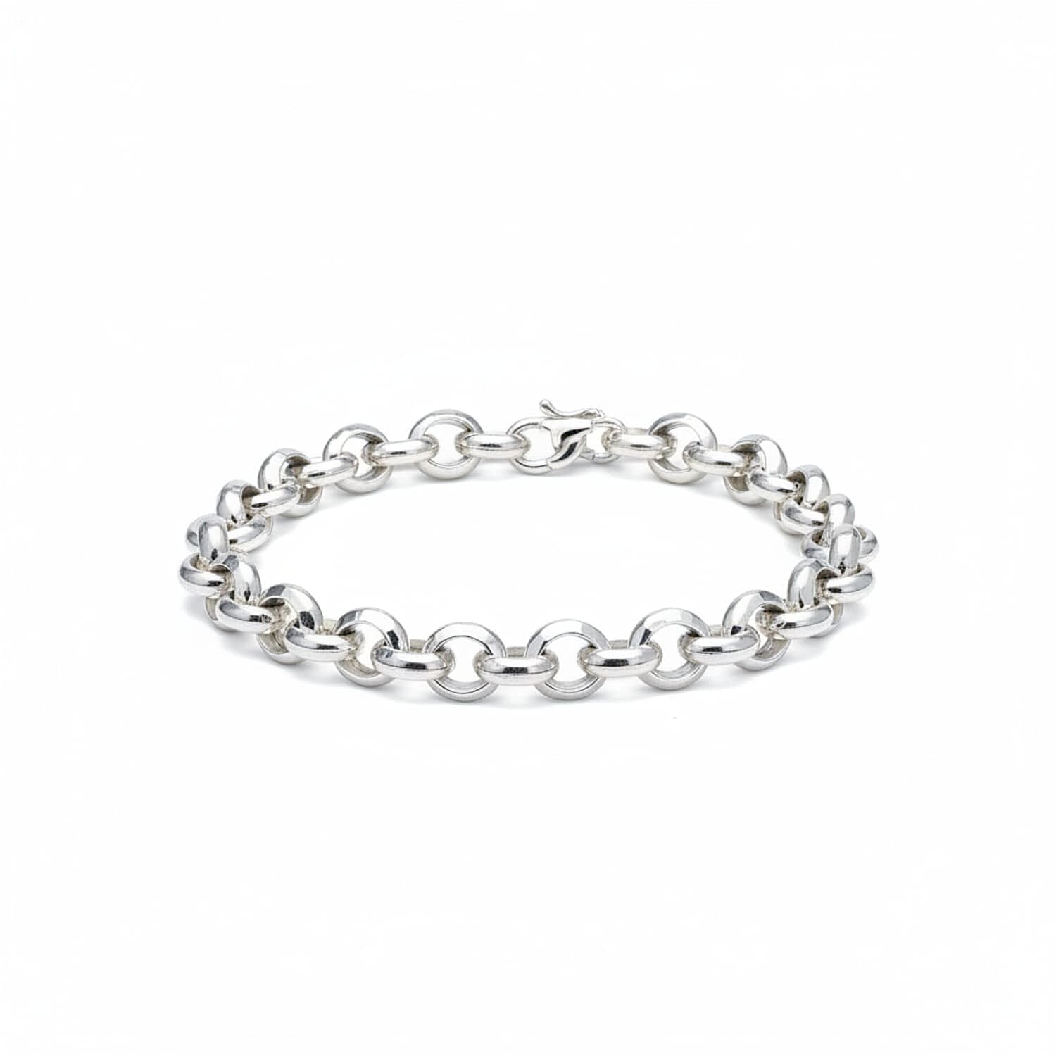 Sterling Silver Faceted Belcher Bracelet (Size - 7.5) with Senorita Clasp, Silver Wt. 27.90 Gms.