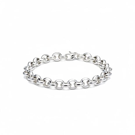 Sterling Silver Faceted Belcher Bracelet (Size - 7.5) with Senorita Clasp, Silver Wt. 27.90 Gms.