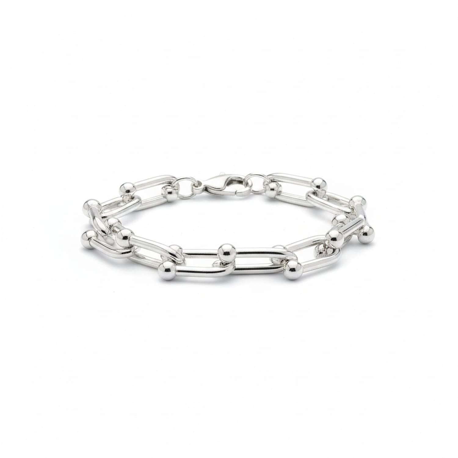 Italian Made Sterling Silver Industrial Bracelet (Size - 7.5) with Lobster Clasp, Silver Wt. 22.73 Gms.
