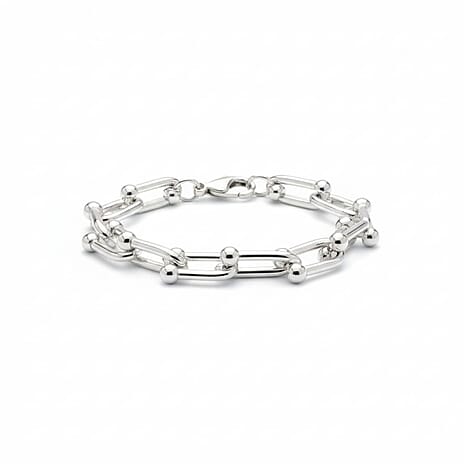 Italian Made Sterling Silver Industrial Bracelet (Size - 7.5) with Lobster Clasp, Silver Wt. 22.73 Gms.