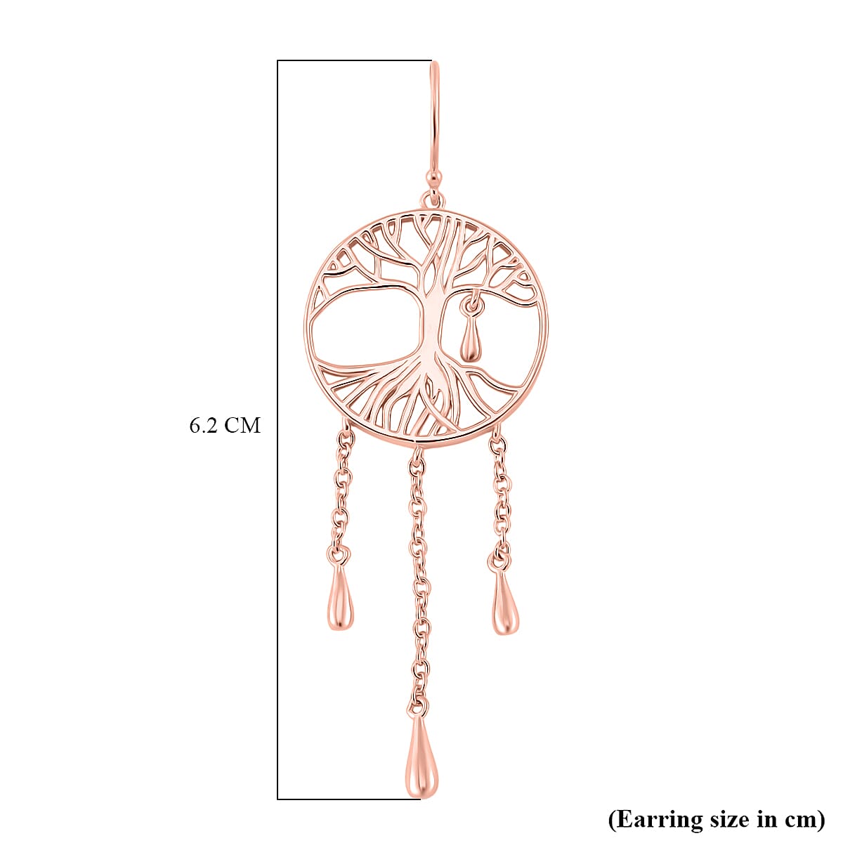 LucyQ - Tree of Life Drip Collection Earring with Hook in 18K Vermeil Rose Gold Plated Sterling Silver LucyQ - Tree of Life Drip Collection Earring with Hook in 18K Vermeil Rose Gold Plated Sterling Silver