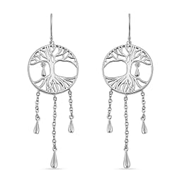 Lucy Q - Tree of Life Drip Collection Tree Of Life Earring with Hook in Rhodium Overlay Sterling Silver