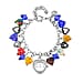 STRADA Japanese Movt. Water-Resistant Multi Colour Murano Style Beads Charm Bracelet Watch (Size 8-1 Ext.)
