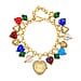 STRADA Japanese Movt. Water-Resistant Multi Colour Murano Style Beads Charm Bracelet Watch (Size 8-1 Ext.)