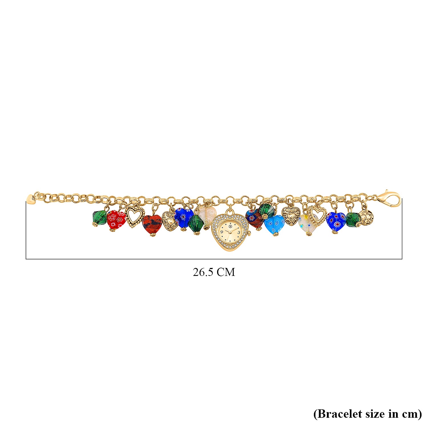 STRADA Japanese Movt. Water-Resistant Multi Colour Murano Style Beads Charm Bracelet Watch (Size 8-1 Ext.) STRADA Japanese Movt. Water-Resistant Multi Colour Murano Style Beads Charm Bracelet Watch (Size 8-1 Ext.)