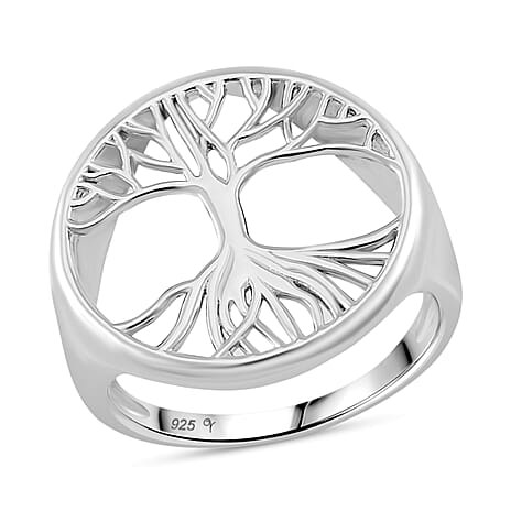 LucyQ - Tree of Life Drip Collection Ring in Rhodium Overlay Sterling Silver