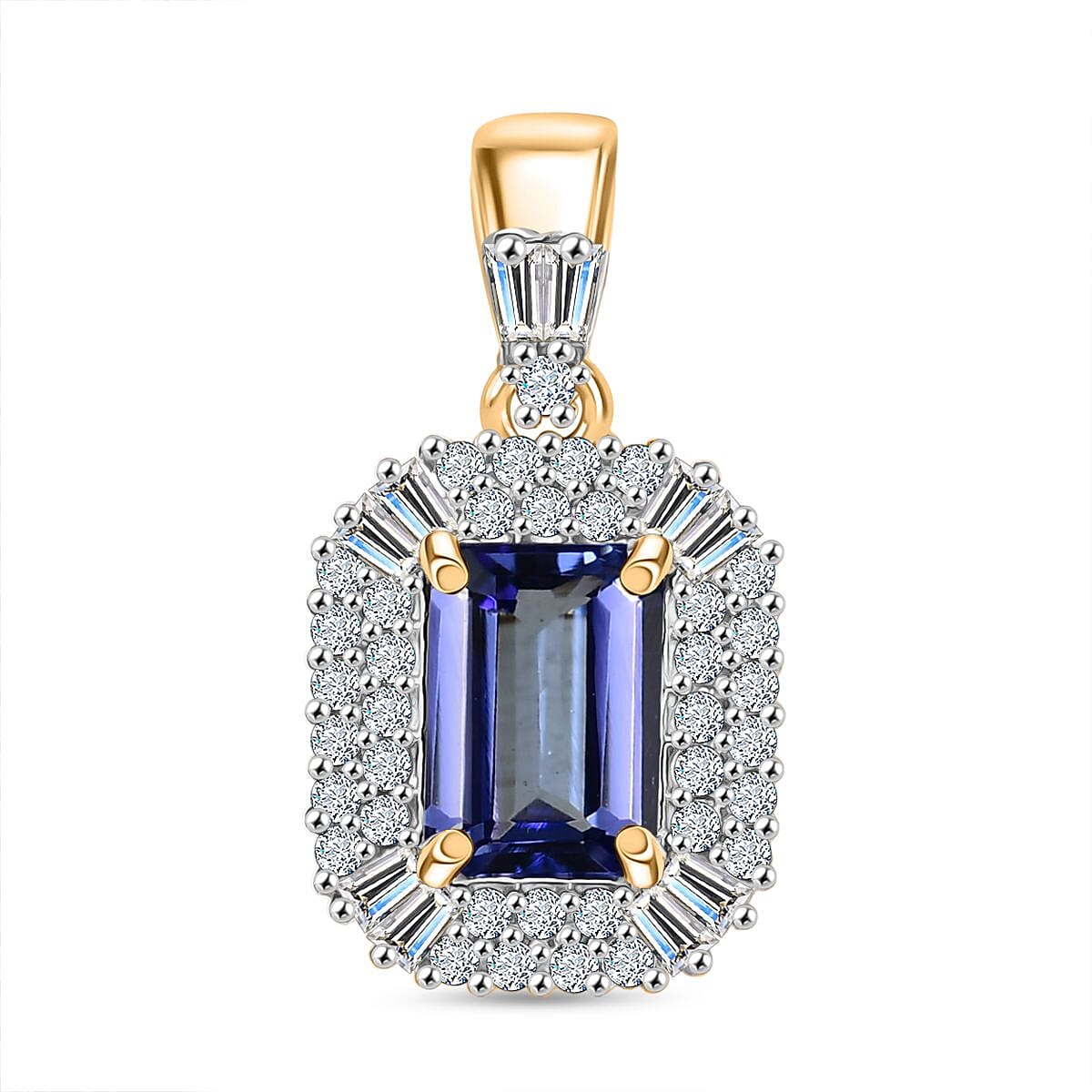 9K Yellow Gold  Tanzanite & White Diamond Pendant 1.21 Ct.