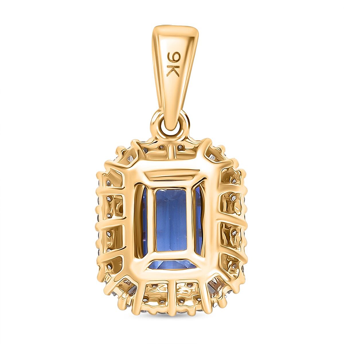 9K Yellow Gold  Tanzanite & White Diamond Pendant 1.21 Ct.