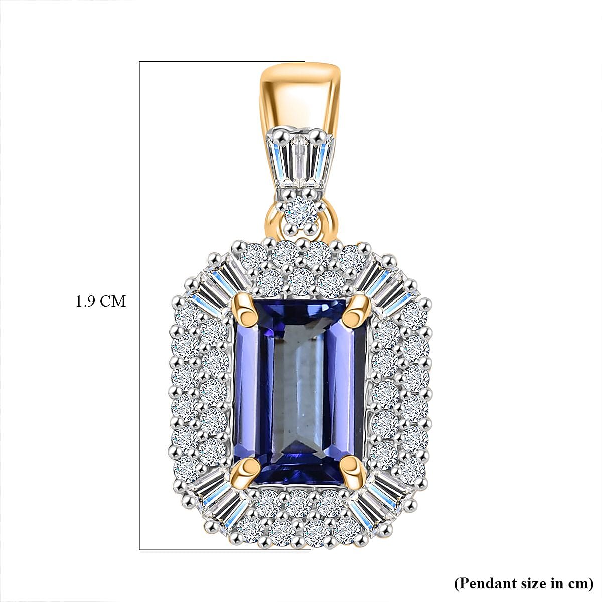 9K Yellow Gold  Tanzanite & White Diamond Pendant 1.21 Ct.